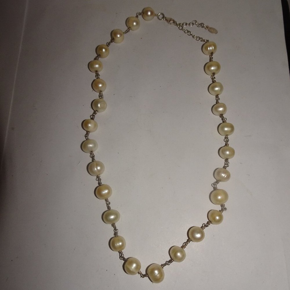 925 SS MD Irregular Pearl Single Strand Necklace